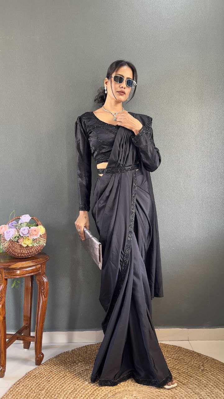 Ynf Pure Soft RIN214 156 Sarees Wholesale Designer Sarees Party Wear Sarees Saree with Belt Black Sarees Manufacturer- Kapda Export