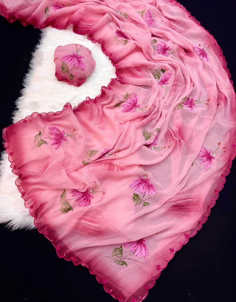 Ynf Shimmer silk RIN209 Pink Petal Sarees Wedding Collections Festive Collections Wholesale Party Wear Sarees Fancy Sarees Hand-Painted Sarees Manufacturer- Kapda Export