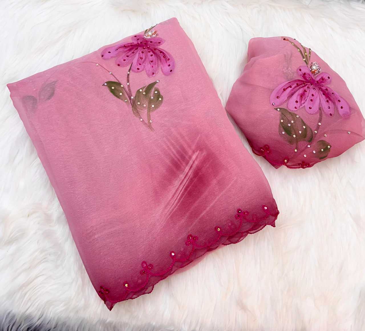 Ynf Shimmer silk RIN209 Pink Petal Sarees Wedding Collections Festive Collections Wholesale Party Wear Sarees Fancy Sarees Hand-Painted Sarees Manufacturer- Kapda Export