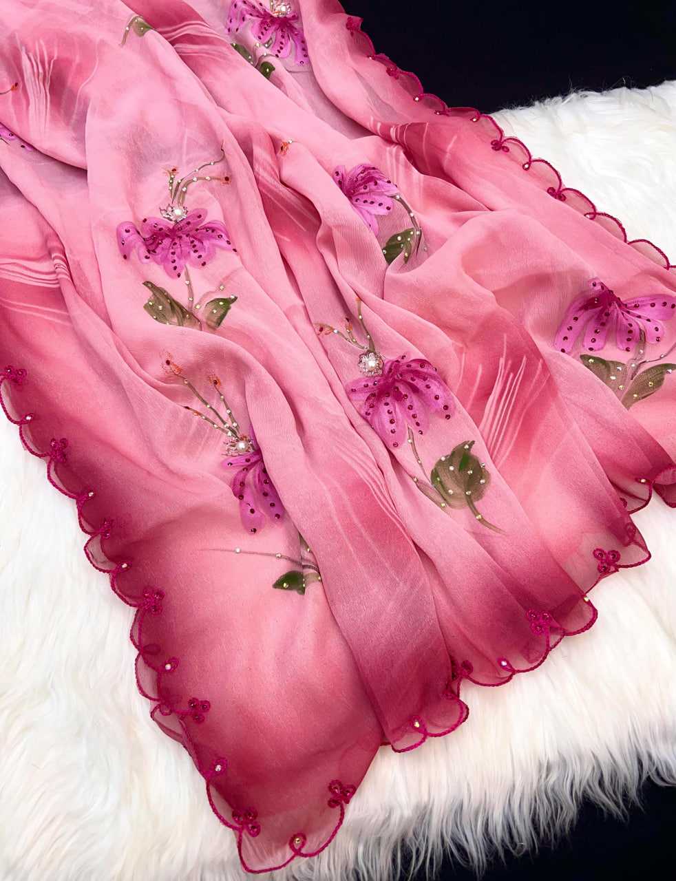 Ynf Shimmer silk RIN209 Pink Petal Sarees Wedding Collections Festive Collections Wholesale Party Wear Sarees Fancy Sarees Hand-Painted Sarees Manufacturer- Kapda Export