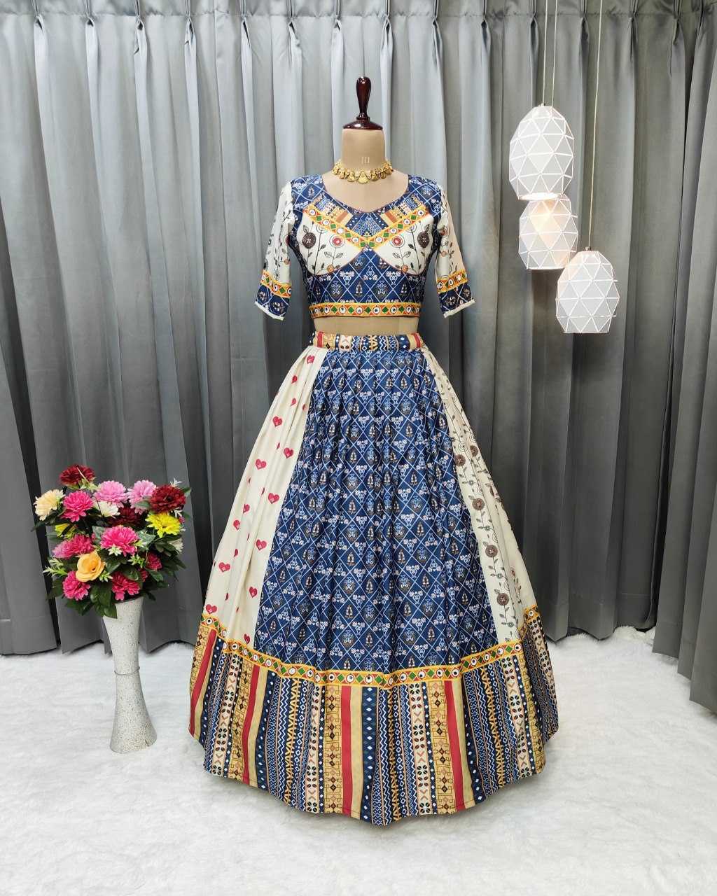 Ynf Soft Butter Silk RIN207 1460 Lehengas Navratri Chaniya Choli Wholesale Designer Lehenga Choli Chaniya Choli Mirror Work Lehenga Manufacturer- Kapda Export