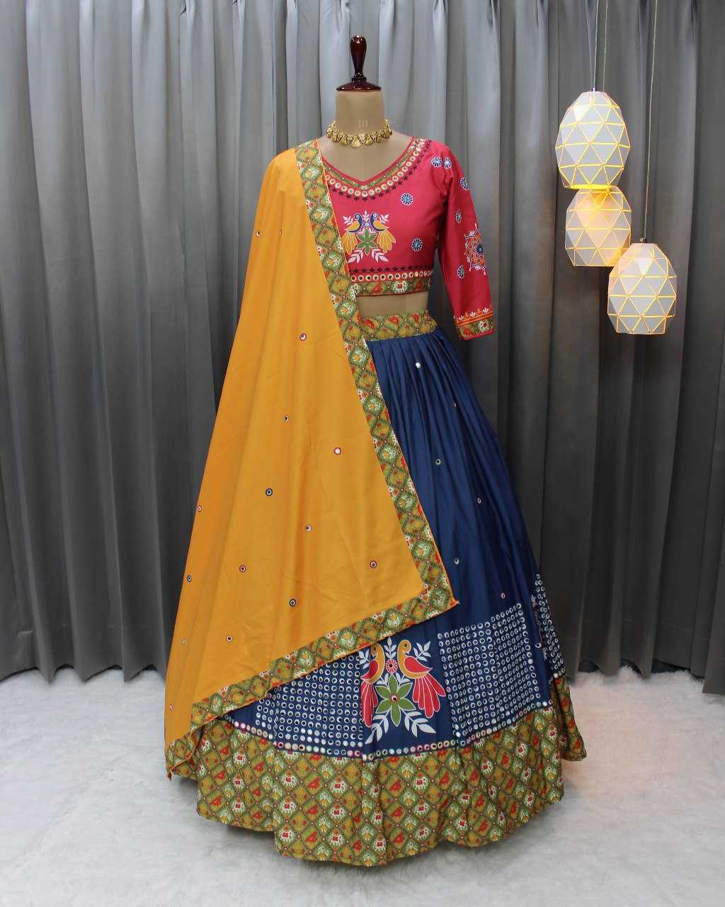 Ynf Soft Butter Silk RIN207 1495 Lehengas Navratri Chaniya Choli Wholesale Designer Lehenga Choli Chaniya Choli Mirror Work Lehenga Manufacturer- Kapda Export