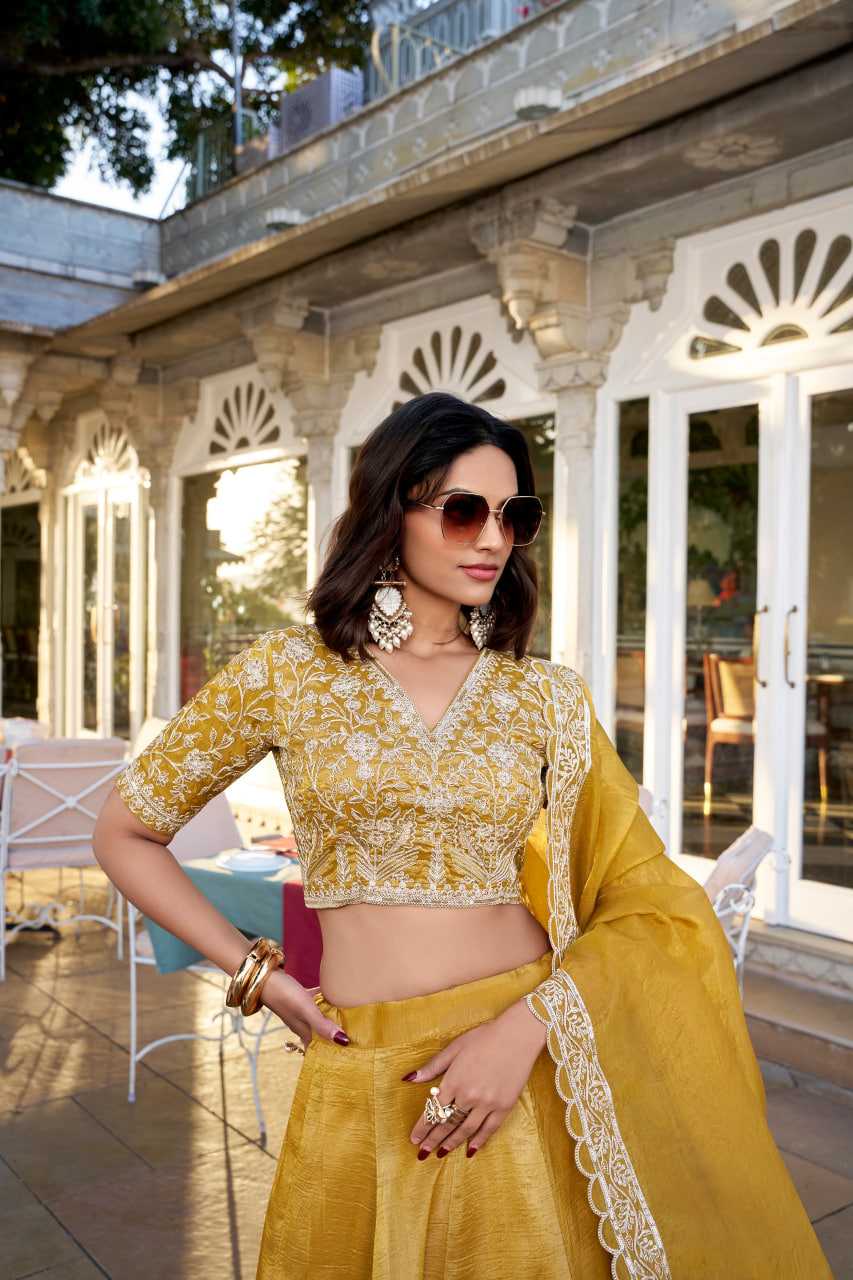 Ynf Soft Gold Crush RIN197 1424 Lehengas Wholesale Fancy Lehenga Wedding Lehenga Lehenga For Haldi Yellow Lehenga Manufacturer- Kapda Export