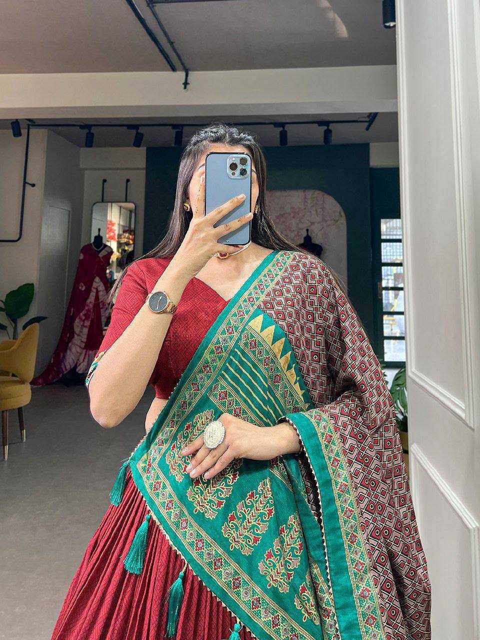 Ynf Tussar Silk RIN145 105 Lehengas Wholesale Printed Lehenga Chaniya Choli Lehenga With Cape Manufacturer- Kapda Export