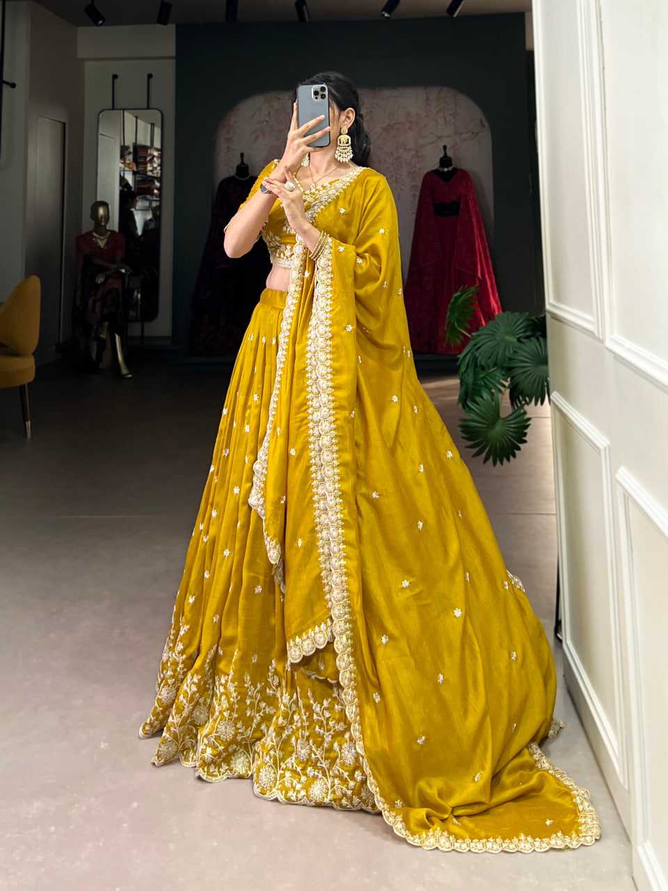 Ynf Vichitra Silk RIN197 1415 Lehengas Wholesale Traditional Lehenga Wedding Lehenga Embroidered Lehenga Yellow Lehenga Manufacturer- Kapda Export