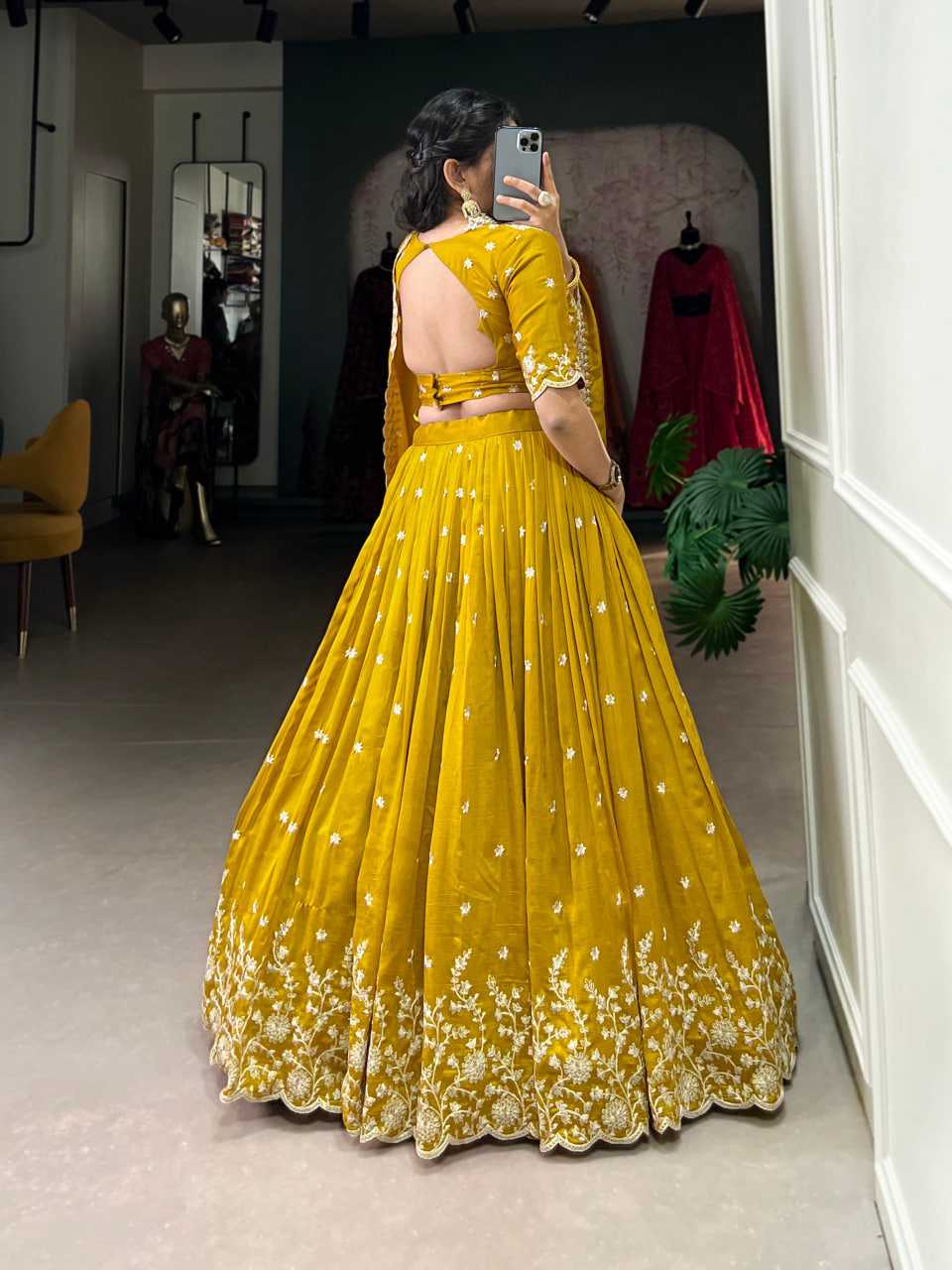 Ynf Vichitra Silk RIN197 1415 Lehengas Wholesale Traditional Lehenga Wedding Lehenga Embroidered Lehenga Yellow Lehenga Manufacturer- Kapda Export
