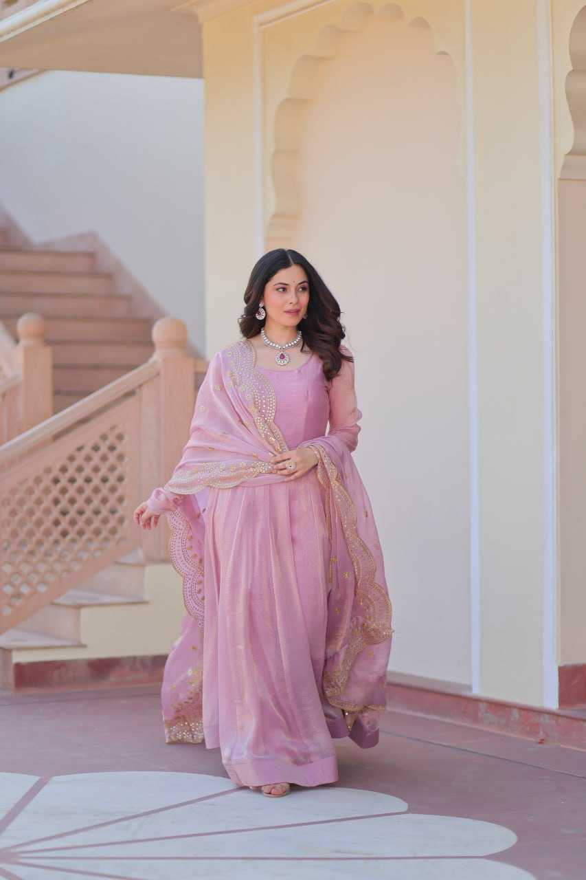 Ynf Chiffon KESH491 9235 Gowns Wedding Collections Festive Collections Wholesale Gown With Dupatta Full Sleeve Gowns Chiffon Gowns Manufacturer- Kapda Export