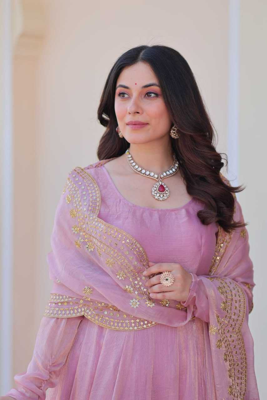 Ynf Chiffon KESH491 9235 Gowns Wedding Collections Festive Collections Wholesale Gown With Dupatta Full Sleeve Gowns Chiffon Gowns Manufacturer- Kapda Export