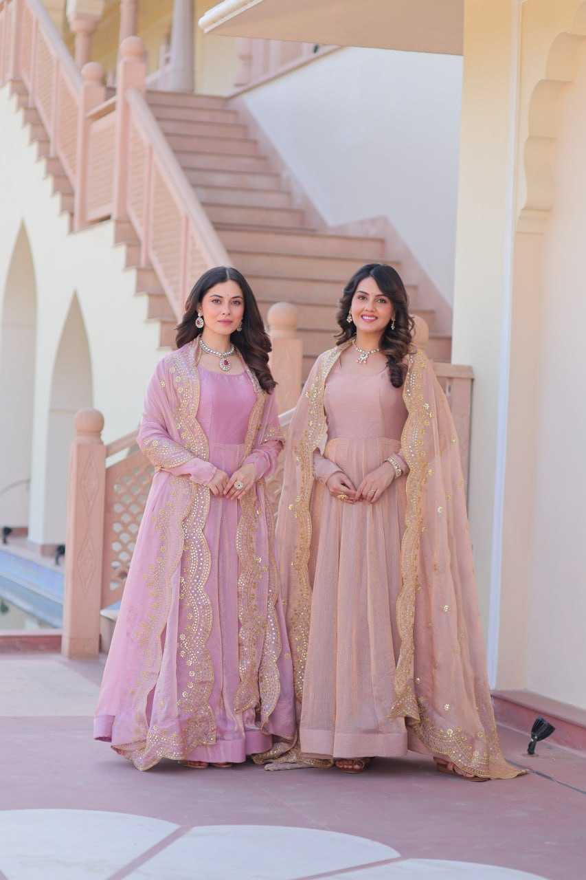 Ynf Chiffon KESH491 9235 Gowns Wedding Collections Festive Collections Wholesale Gown With Dupatta Full Sleeve Gowns Chiffon Gowns Manufacturer- Kapda Export