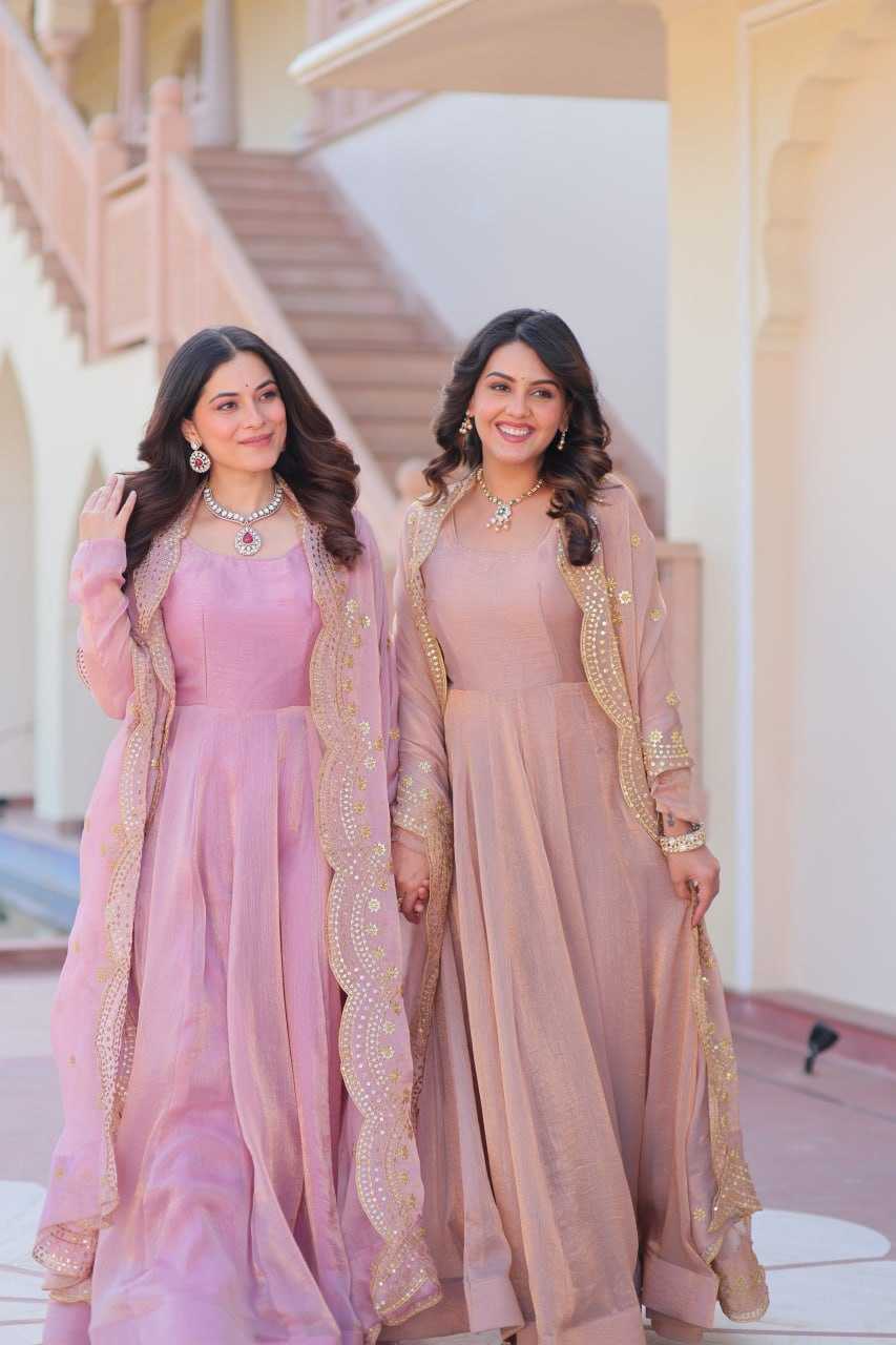 Ynf Chiffon KESH491 9235 Gowns Wedding Collections Festive Collections Wholesale Gown With Dupatta Full Sleeve Gowns Chiffon Gowns Manufacturer- Kapda Export
