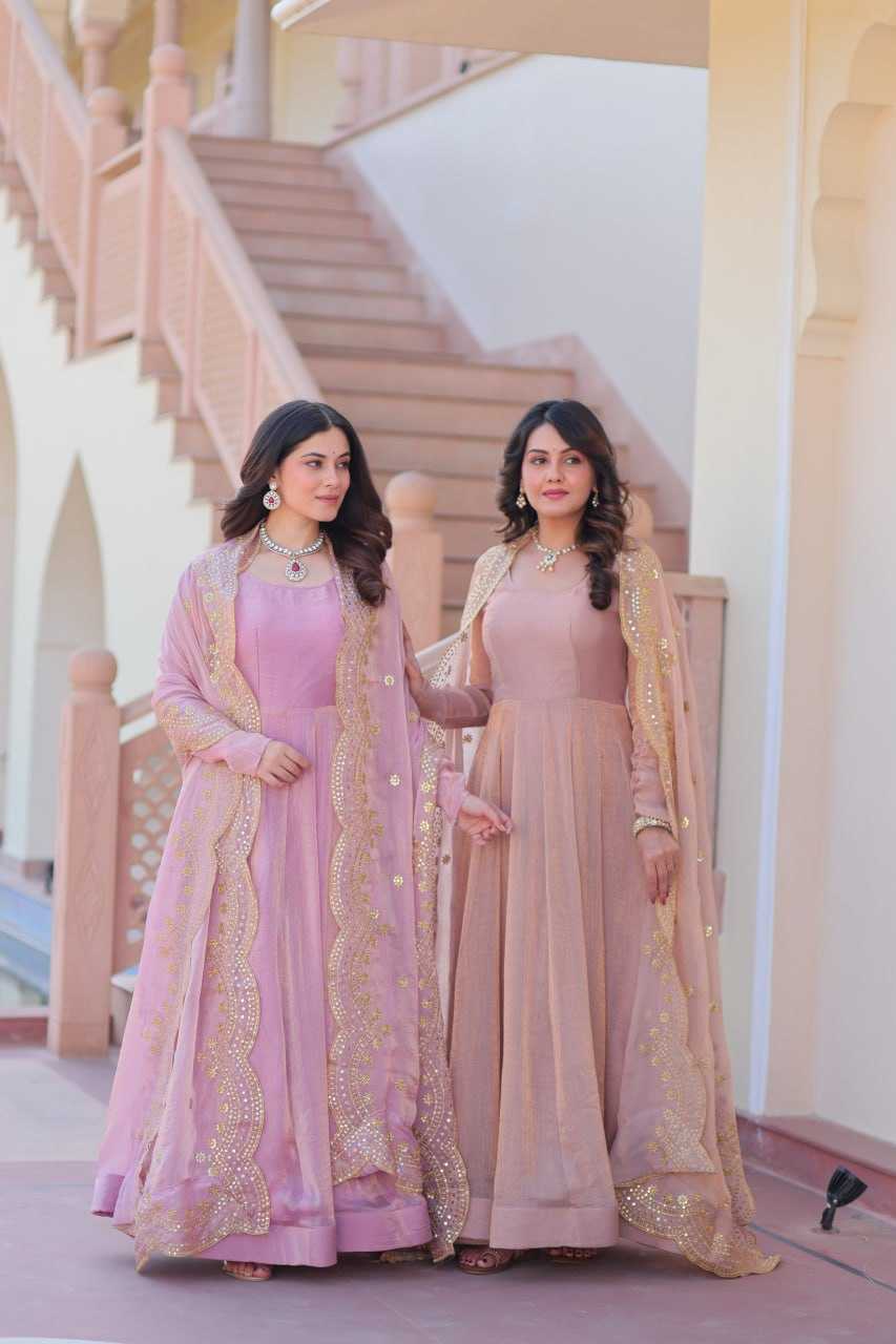 Ynf Chiffon KESH491 9235 Gowns Wedding Collections Festive Collections Wholesale Gown With Dupatta Full Sleeve Gowns Chiffon Gowns Manufacturer- Kapda Export
