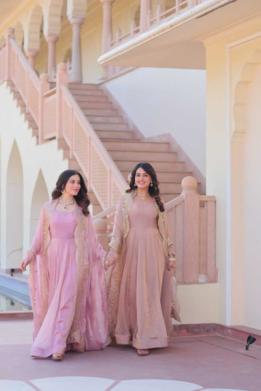 Ynf Chiffon KESH491 9235 Gowns Wedding Collections Festive Collections Wholesale Gown With Dupatta Full Sleeve Gowns Chiffon Gowns Manufacturer- Kapda Export