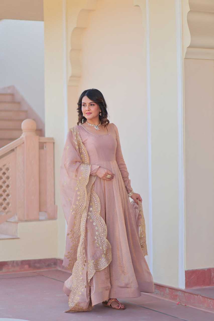 Ynf Chiffon KESH491 9235 Gowns Wedding Collections Festive Collections Wholesale Gown With Dupatta Full Sleeve Gowns Chiffon Gowns Manufacturer- Kapda Export