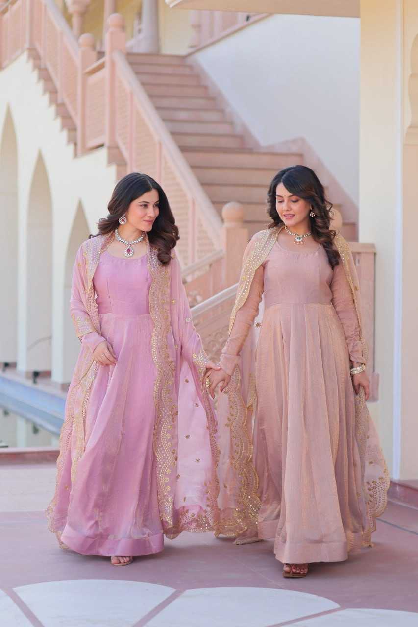 Ynf Chiffon KESH491 9235 Gowns Wedding Collections Festive Collections Wholesale Gown With Dupatta Full Sleeve Gowns Chiffon Gowns Manufacturer- Kapda Export