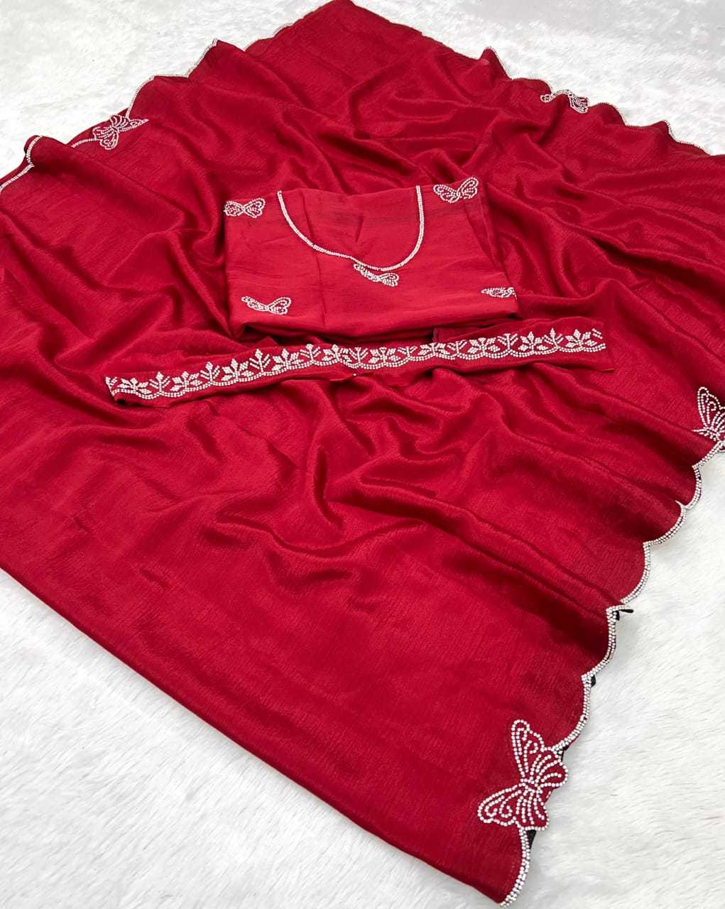 Ynf Chinon KESH447 JARKAN WORK Sarees Wedding Collections Festive Collections Wholesale Designer Sarees Hand Work Sarees Saree with Belt Manufacturer- Kapda Export