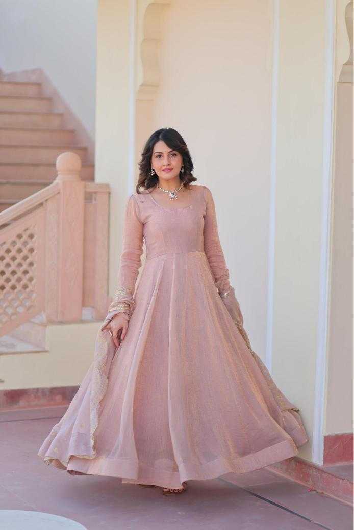 Ynf Chinon KESH481 BRIGHT Gowns Wedding Collections Festive Collections Wholesale Embroidery Gowns Chiffon Gowns Gown With Cancan Manufacturer- Kapda Export