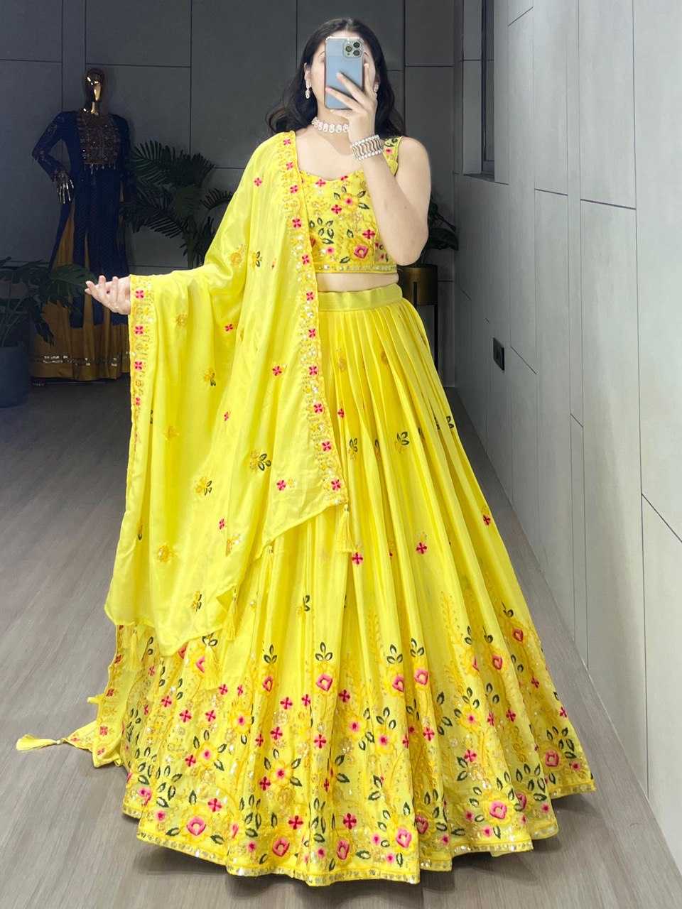 Ynf Chinon RIN119 9034 Lehengas Wholesale Fancy Lehenga Lehenga For Haldi Yellow Lehenga Manufacturer- Kapda Export