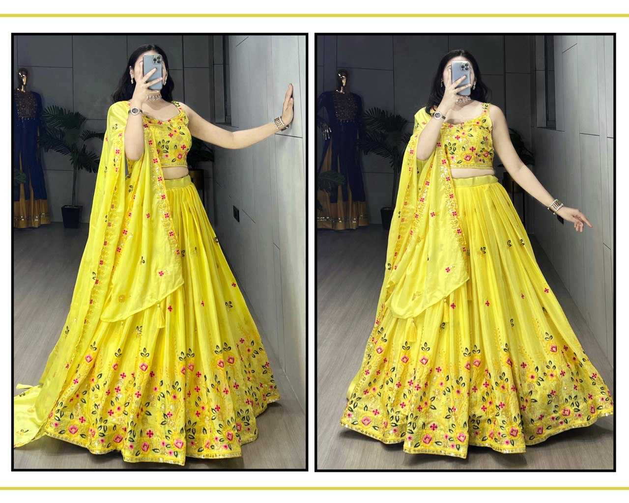 Ynf Chinon RIN119 9034 Lehengas Wholesale Fancy Lehenga Lehenga For Haldi Yellow Lehenga Manufacturer- Kapda Export