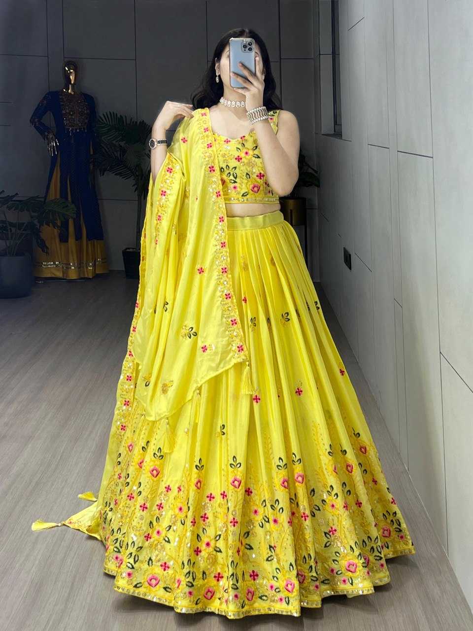 Ynf Chinon RIN119 9034 Lehengas Wholesale Fancy Lehenga Lehenga For Haldi Yellow Lehenga Manufacturer- Kapda Export
