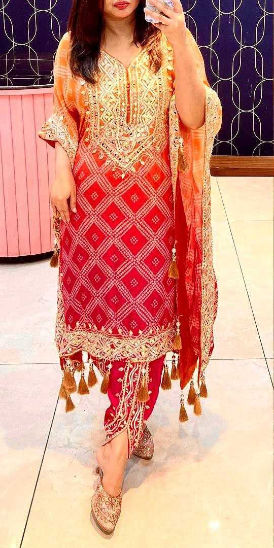 Ynf Chinon Silk KESH495 KAFTAN Kurti Wholesale Embroidered Kurtis Kurtis With Dhoti Kaftan Kurtis Manufacturer- Kapda Export