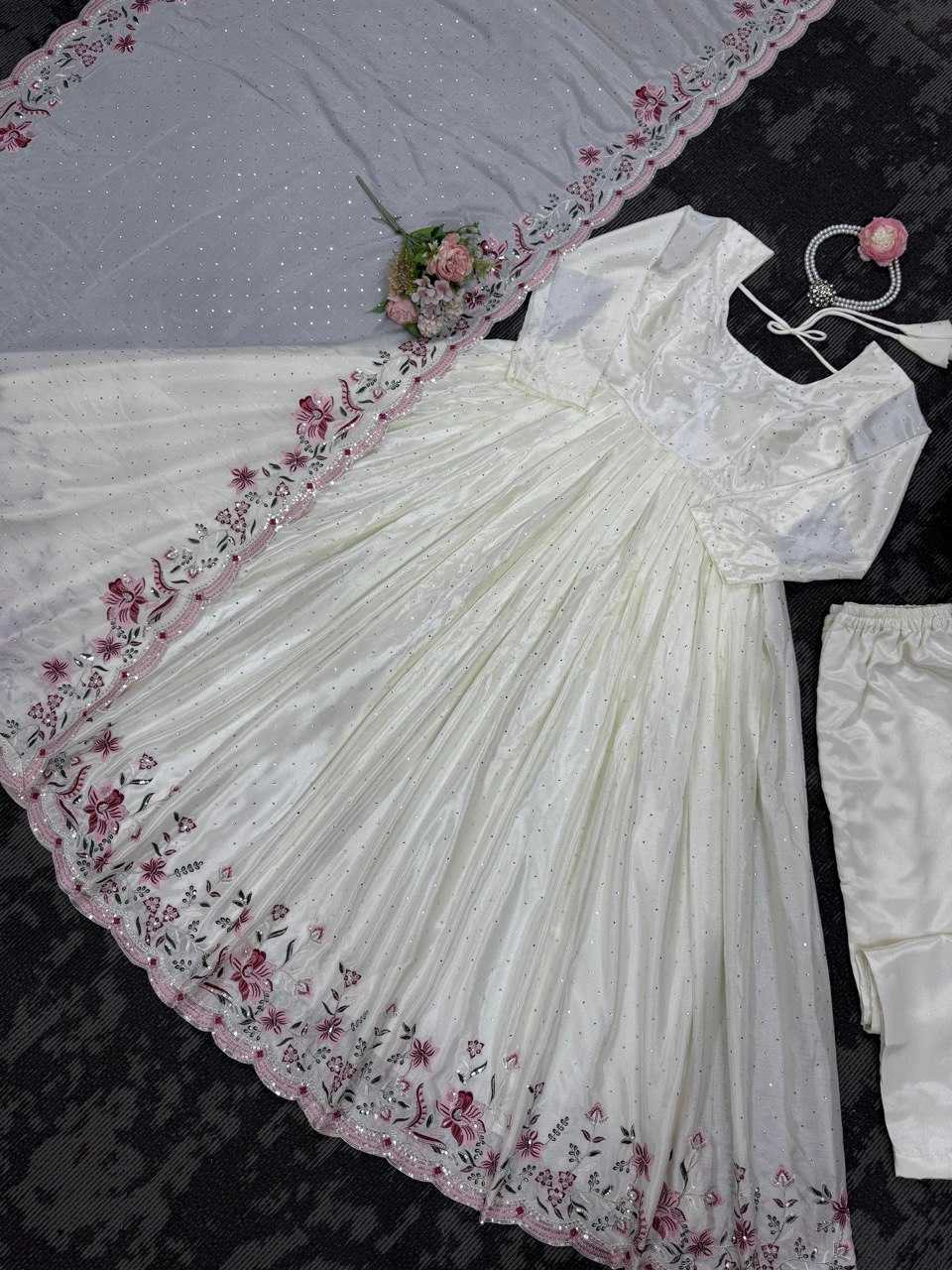 Ynf Chinon Silk RIN162 5873 Gowns Plus Size Collections Wholesale Fancy Gowns Party Wear Gowns Manufacturer- Kapda Export