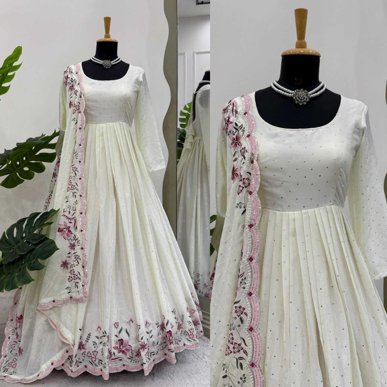 Ynf Chinon Silk RIN162 5873 Gowns Plus Size Collections Wholesale Fancy Gowns Party Wear Gowns Manufacturer- Kapda Export