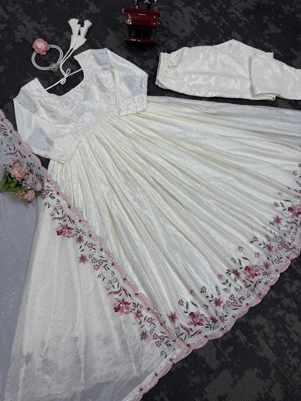 Ynf Chinon Silk RIN162 5873 Gowns Plus Size Collections Wholesale Fancy Gowns Party Wear Gowns Manufacturer- Kapda Export