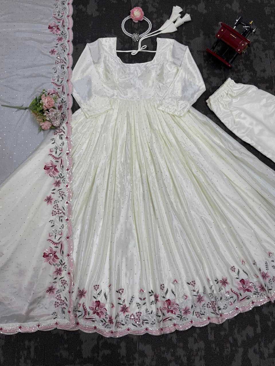 Ynf Chinon Silk RIN162 5873 Gowns Plus Size Collections Wholesale Fancy Gowns Party Wear Gowns Manufacturer- Kapda Export