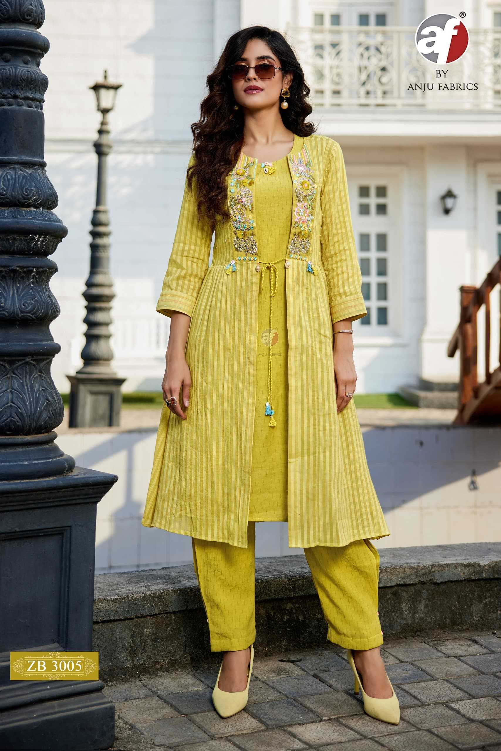 Ynf Cotton KESH481 ANJU-ZB 3005 Kurti Wholesale Cotton Kurtis Embroidered Kurtis Yellow Kurtis Manufacturer- Kapda Export