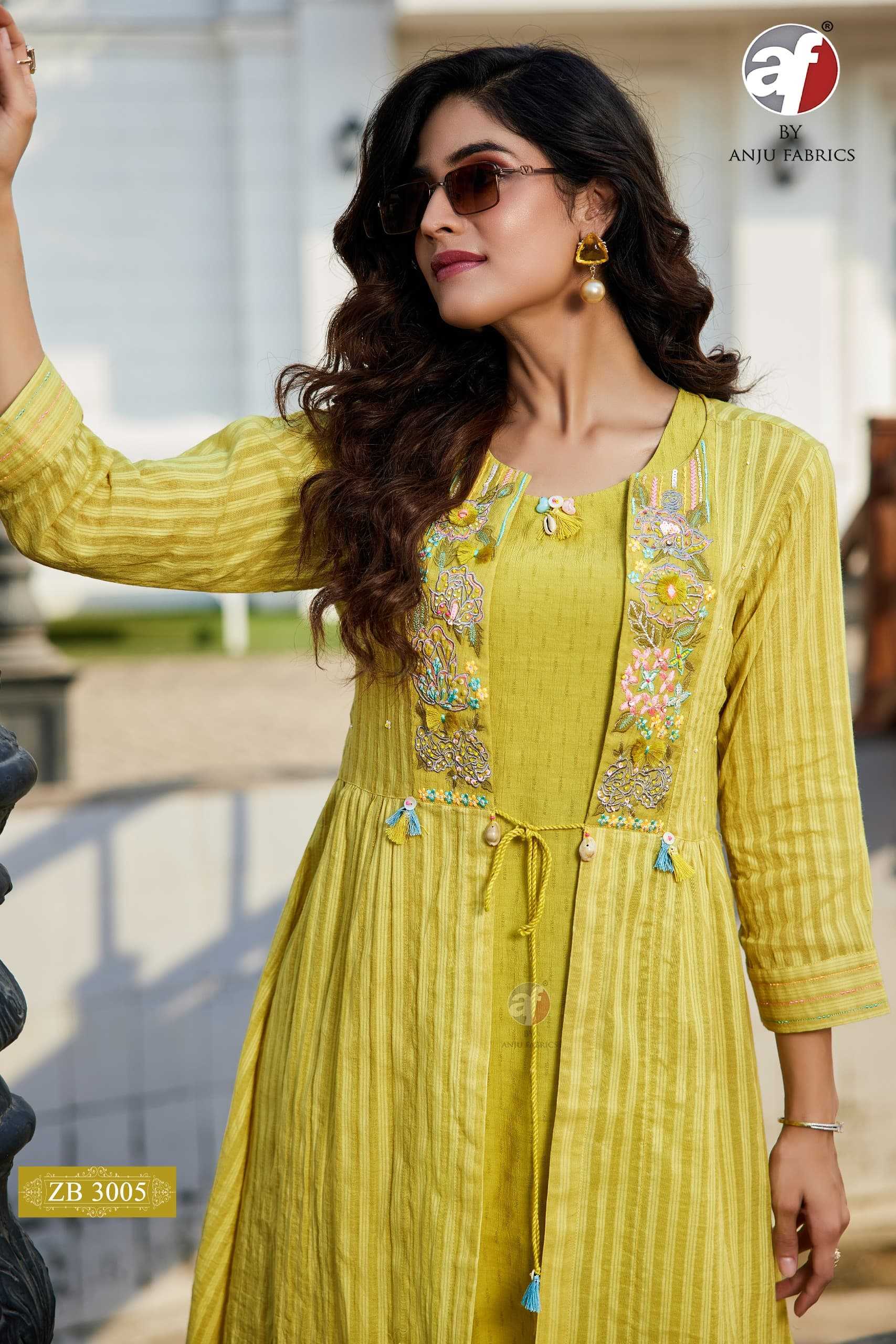 Ynf Cotton KESH481 ANJU-ZB 3005 Kurti Wholesale Cotton Kurtis Embroidered Kurtis Yellow Kurtis Manufacturer- Kapda Export