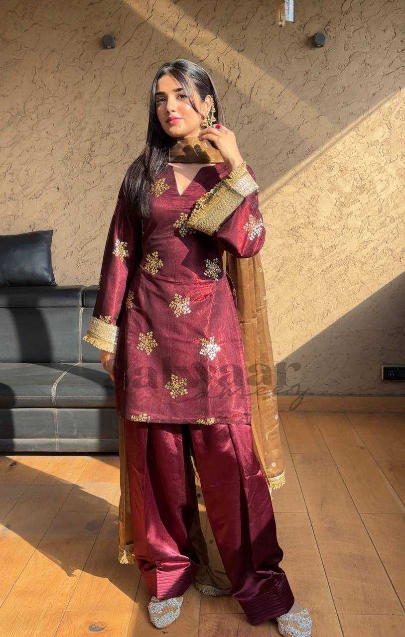 Ynf Crepe Silk RIN197 4635 Suits & Dresses Wedding Collections Festive Collections Wholesale Ladies Silk Suit Bridal Suits Maroon Salwar Suit Manufacturer- Kapda Export