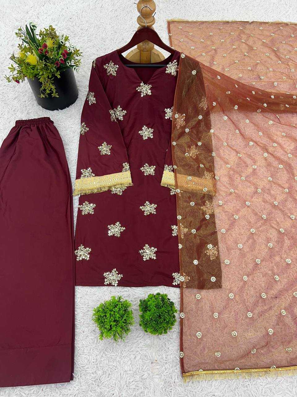 Ynf Crepe Silk RIN197 4635 Suits & Dresses Wedding Collections Festive Collections Wholesale Ladies Silk Suit Bridal Suits Maroon Salwar Suit Manufacturer- Kapda Export