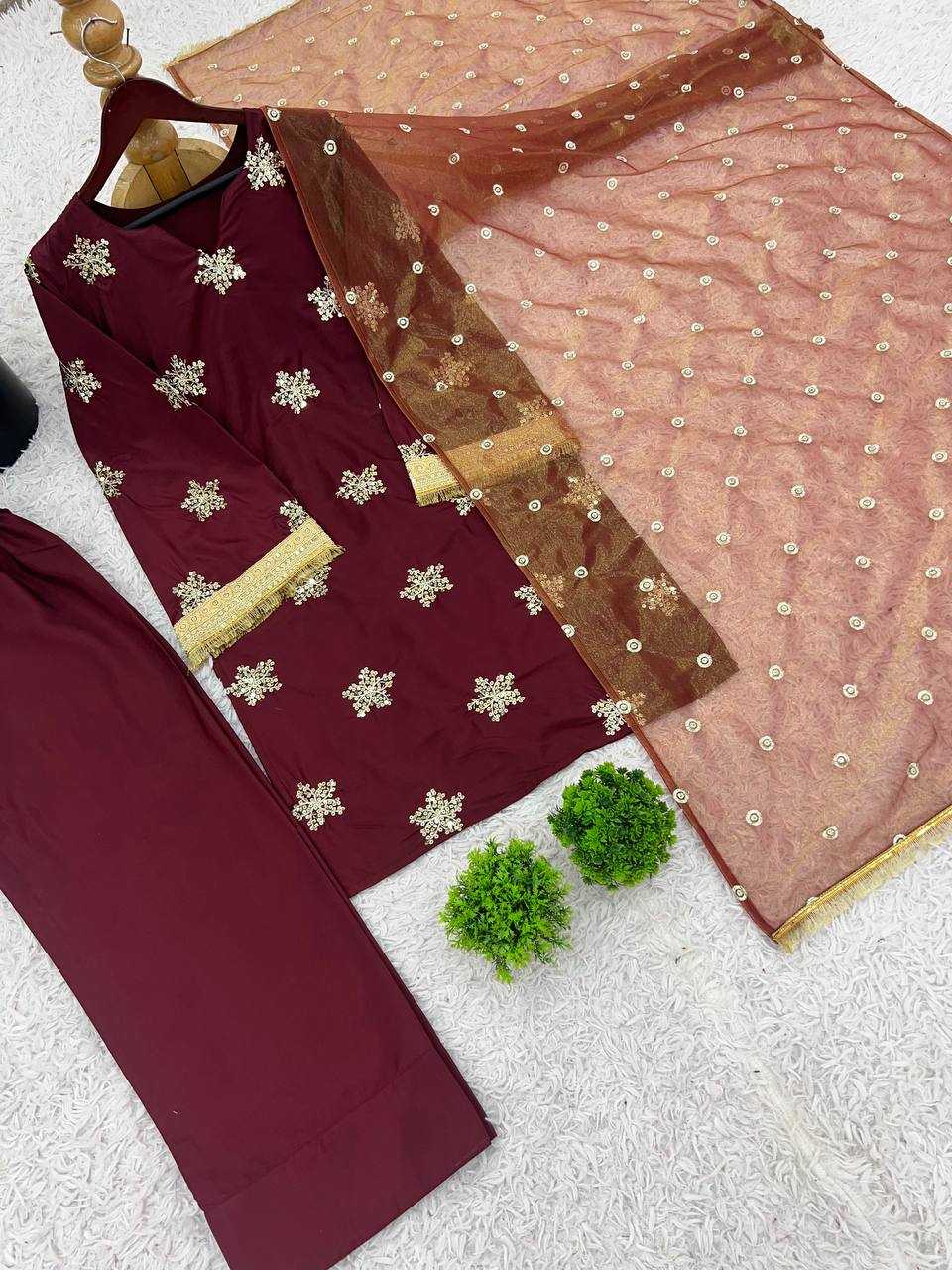 Ynf Crepe Silk RIN197 4635 Suits & Dresses Wedding Collections Festive Collections Wholesale Ladies Silk Suit Bridal Suits Maroon Salwar Suit Manufacturer- Kapda Export