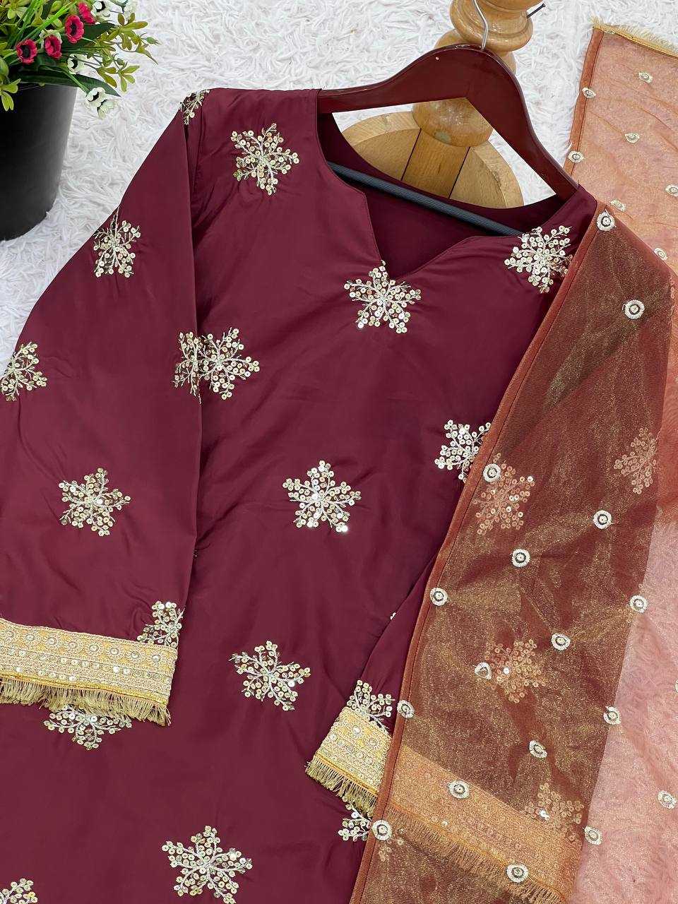 Ynf Crepe Silk RIN197 4635 Suits & Dresses Wedding Collections Festive Collections Wholesale Ladies Silk Suit Bridal Suits Maroon Salwar Suit Manufacturer- Kapda Export