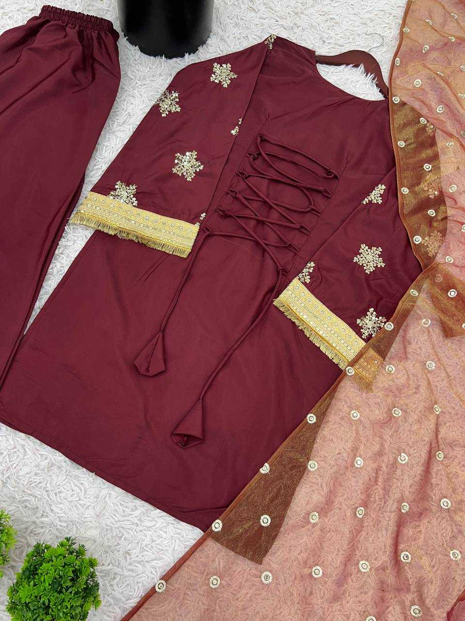 Ynf Crepe Silk RIN197 4635 Suits & Dresses Wedding Collections Festive Collections Wholesale Ladies Silk Suit Bridal Suits Maroon Salwar Suit Manufacturer- Kapda Export