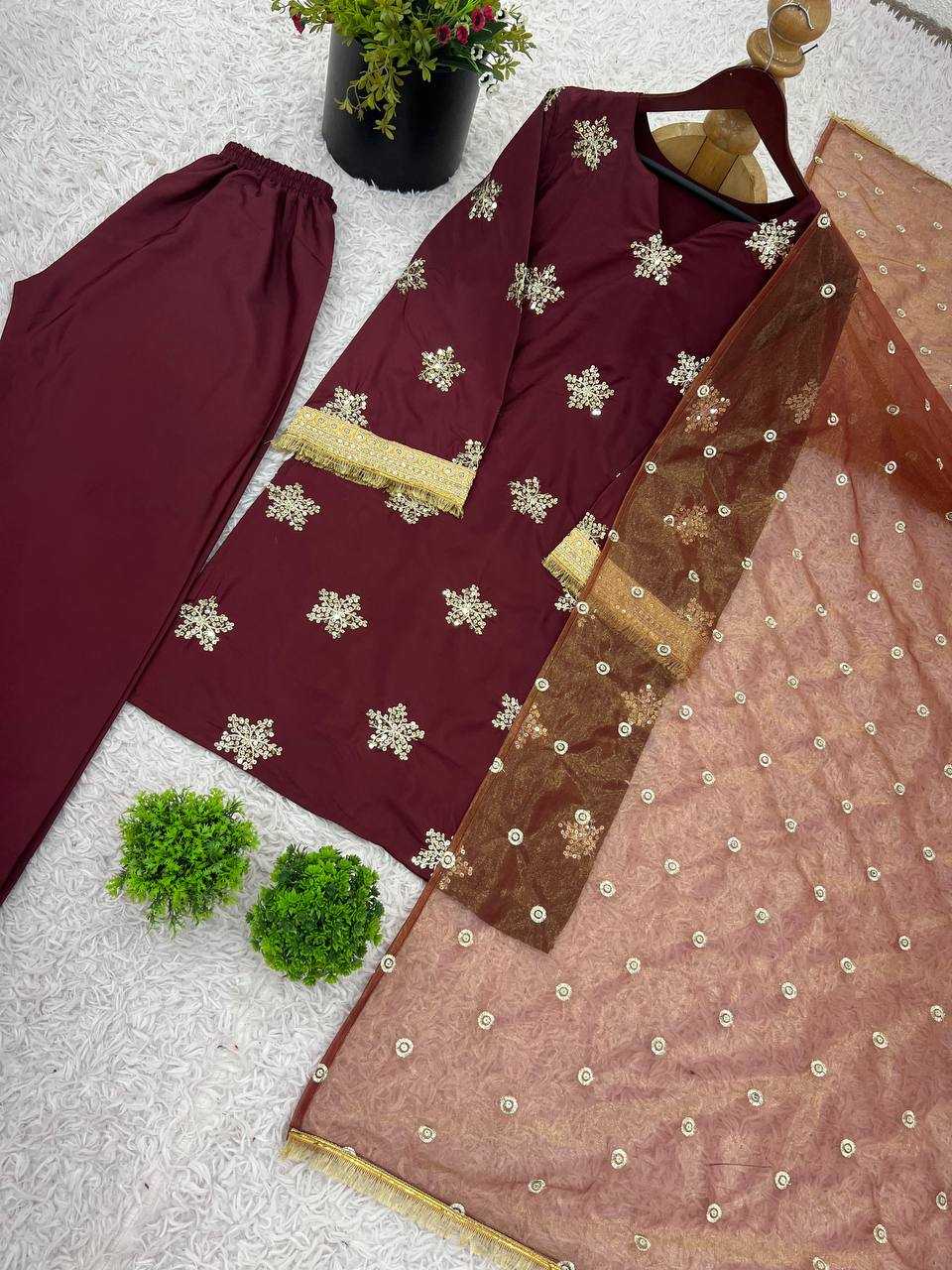 Ynf Crepe Silk RIN197 4635 Suits & Dresses Wedding Collections Festive Collections Wholesale Ladies Silk Suit Bridal Suits Maroon Salwar Suit Manufacturer- Kapda Export