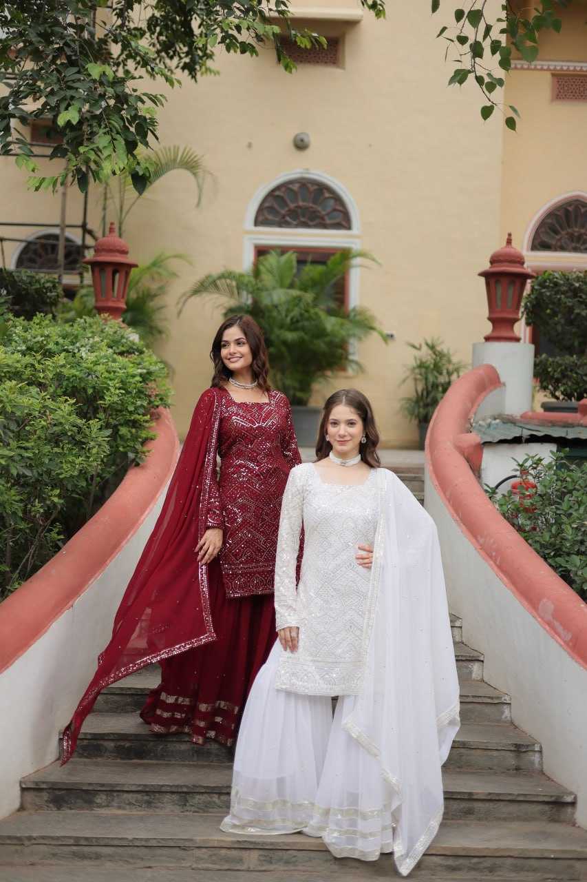 Ynf Faux Georgette KESH489 1133 Suits & Dresses Wholesale Ladies Suits Sharara Salwar Suits Embroidery Suits Floor-Length Dresses Manufacturer- Kapda Export