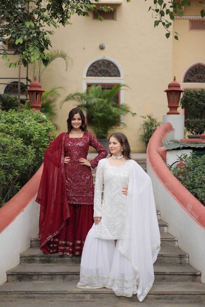 Ynf Faux Georgette KESH489 1133 Suits & Dresses Wholesale Ladies Suits Sharara Salwar Suits Embroidery Suits Floor-Length Dresses Manufacturer- Kapda Export