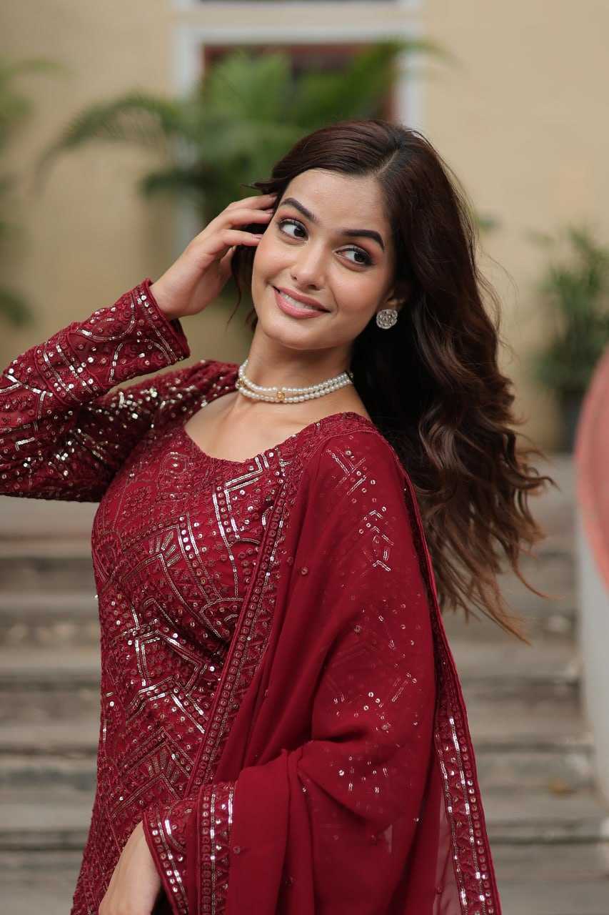 Ynf Faux Georgette KESH489 1133 Suits & Dresses Wholesale Ladies Suits Sharara Salwar Suits Embroidery Suits Floor-Length Dresses Manufacturer- Kapda Export