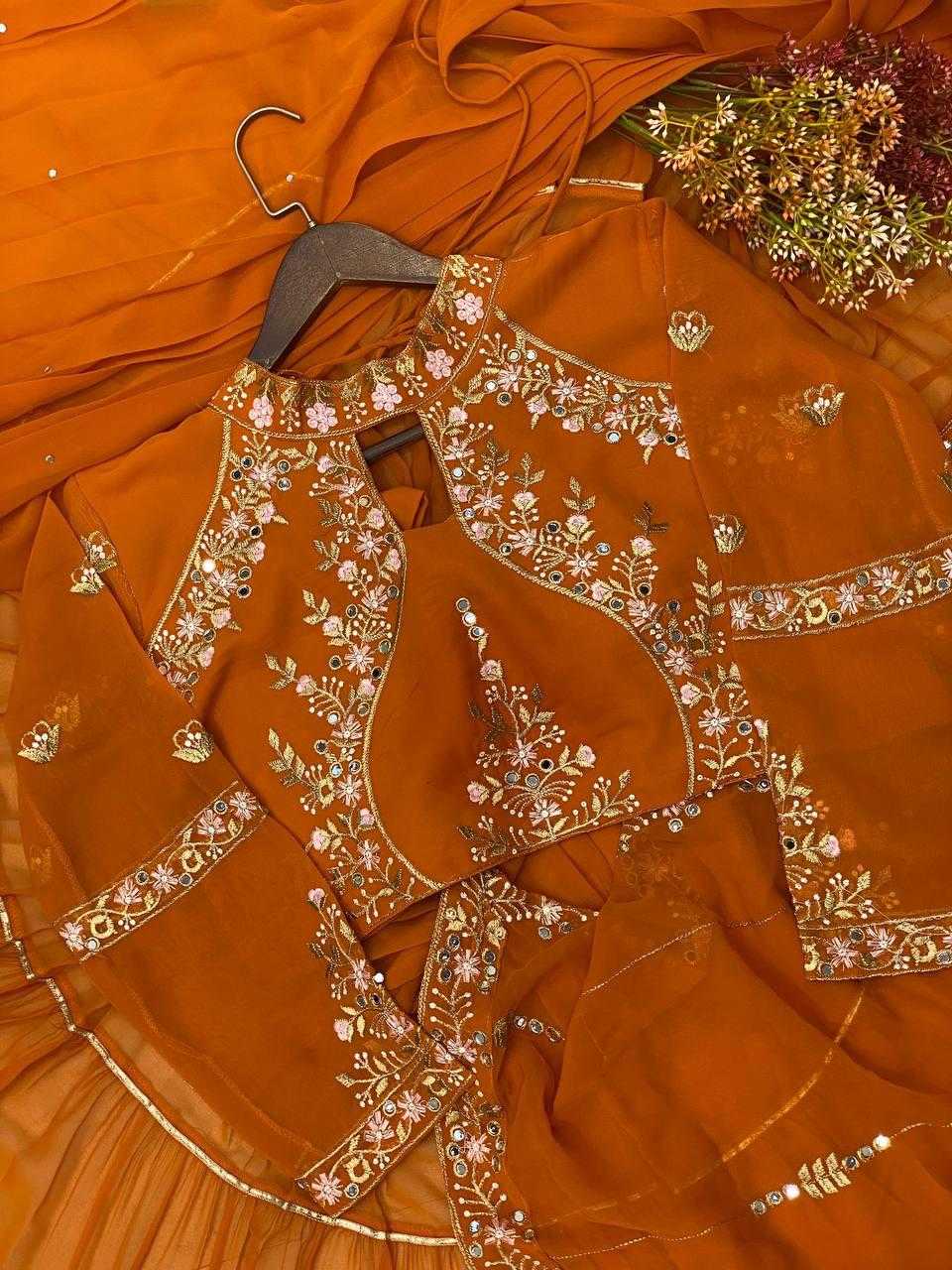 Ynf Faux Georgette RIN134 RUFFLE Sarees Wedding Collections Festive Collections Wholesale Georgette Sarees Embroidered Sarees Ruffle Sarees Manufacturer- Kapda Export