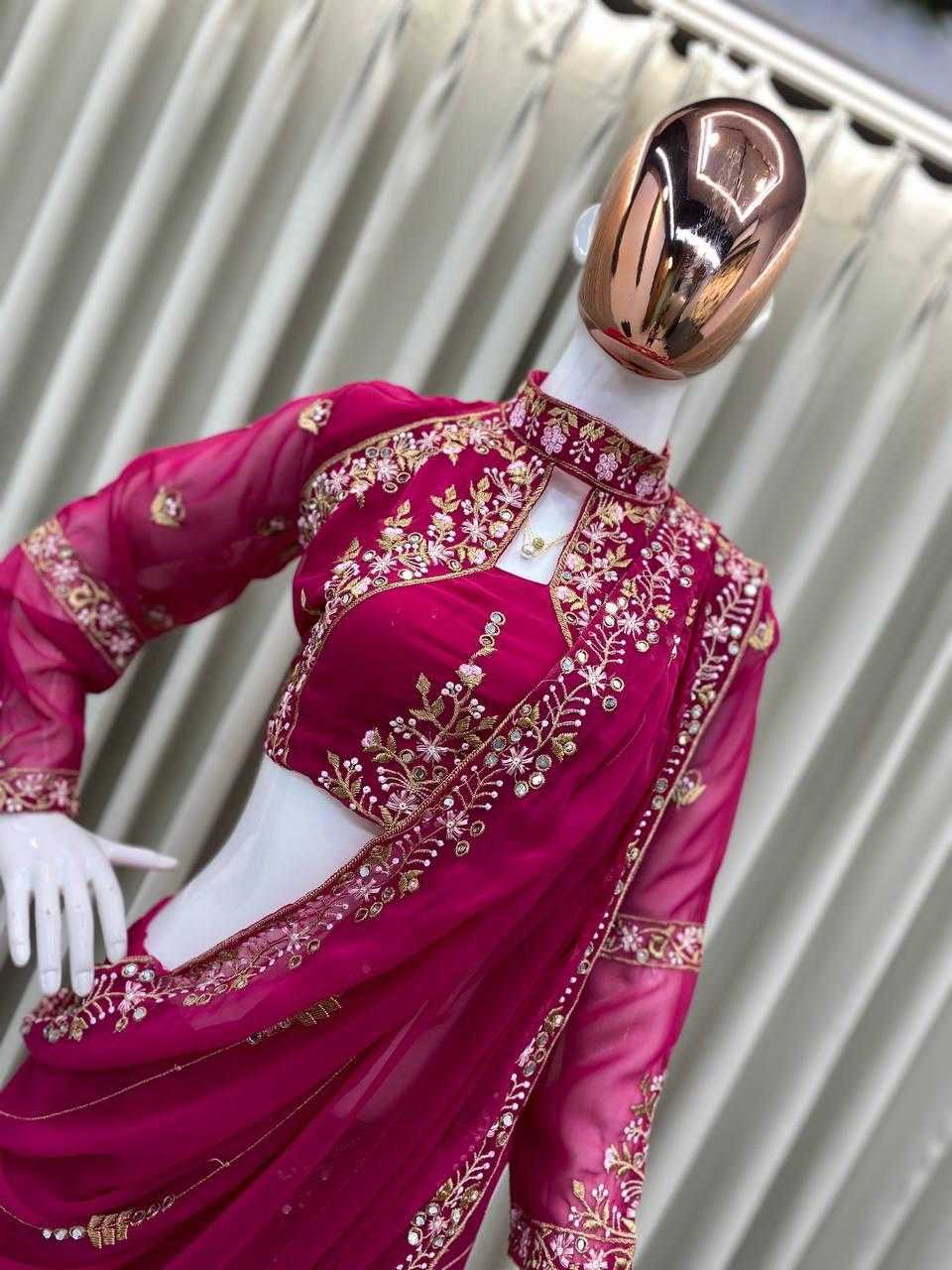 Ynf Faux Georgette RIN134 RUFFLE Sarees Wedding Collections Festive Collections Wholesale Georgette Sarees Embroidered Sarees Ruffle Sarees Manufacturer- Kapda Export