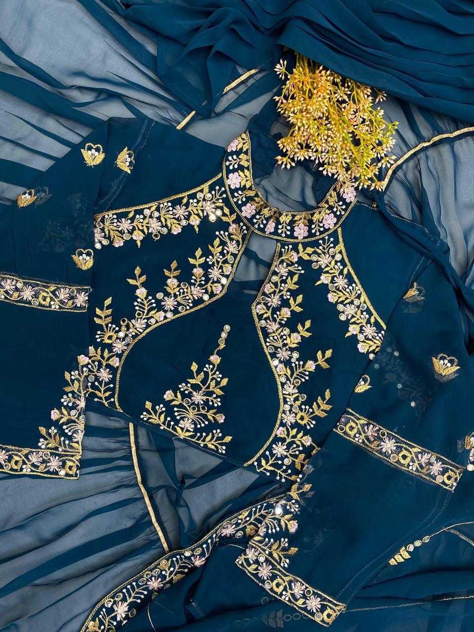 Ynf Faux Georgette RIN134 RUFFLE Sarees Wedding Collections Festive Collections Wholesale Georgette Sarees Embroidered Sarees Ruffle Sarees Manufacturer- Kapda Export