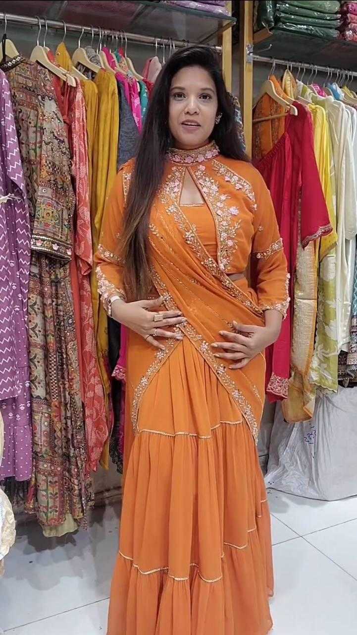 Ynf Faux Georgette RIN134 RUFFLE Sarees Wedding Collections Festive Collections Wholesale Georgette Sarees Embroidered Sarees Ruffle Sarees Manufacturer- Kapda Export