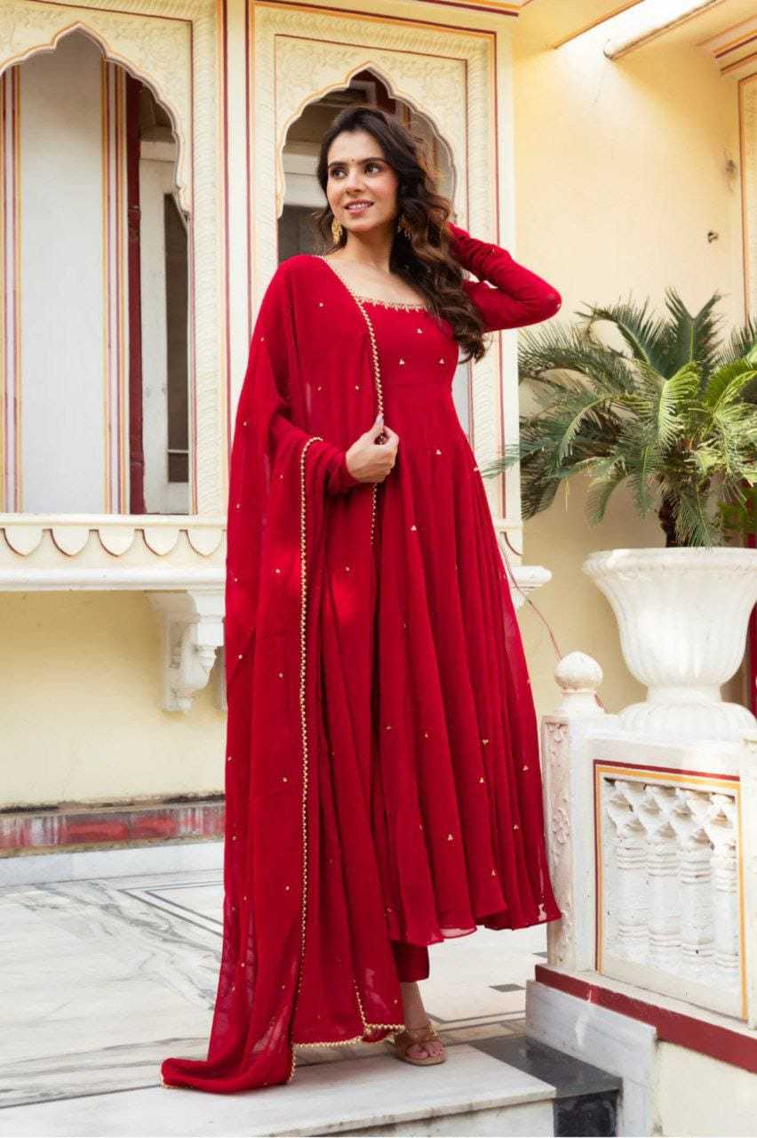 Ynf Georgette RIN157 PC-3091 Gowns Festive Collections Plus Size Collections Wholesale Georgette Gown Party Wear Gowns Maroon Gown Manufacturer- Kapda Export