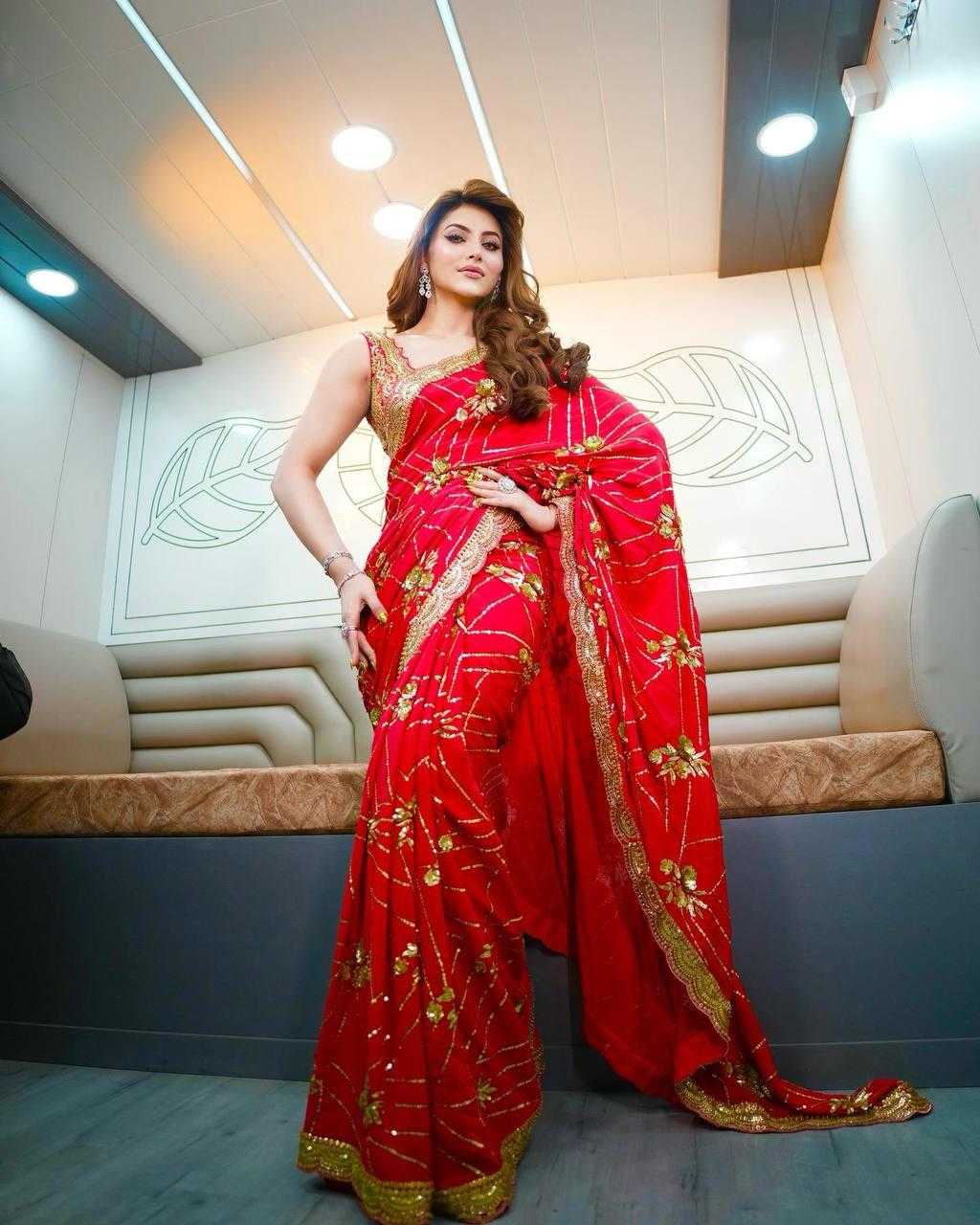 Ynf Georgette RIN164 URVASHI Sarees Bollywood Collections Festive Collections Wholesale Georgette Sarees Sarees With Blouse URVASHI RAUTELA Manufacturer- Kapda Export