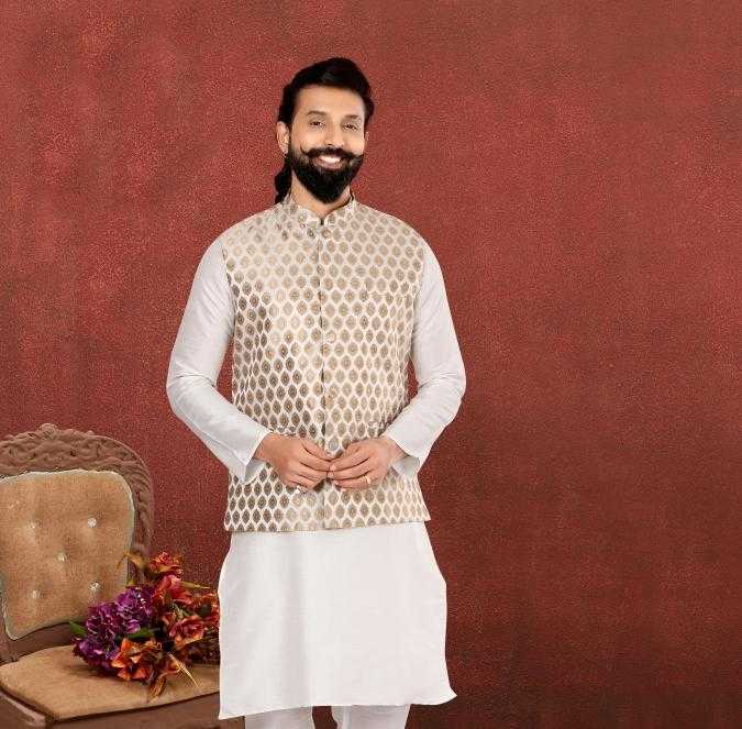 Ynf Jacquard RIN223 305C Mens Wear Wholesale Nehru Jacket Festive & Wedding Coats Ethnic Waistcoats Manufacturer- Kapda Export