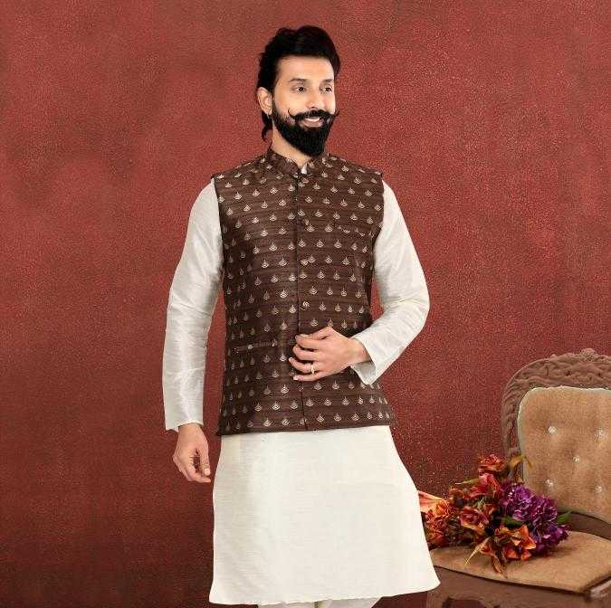 Ynf Jacquard RIN223 315C Mens Wear Wholesale Nehru Jacket Festive & Wedding Coats Ethnic Waistcoats Manufacturer- Kapda Export