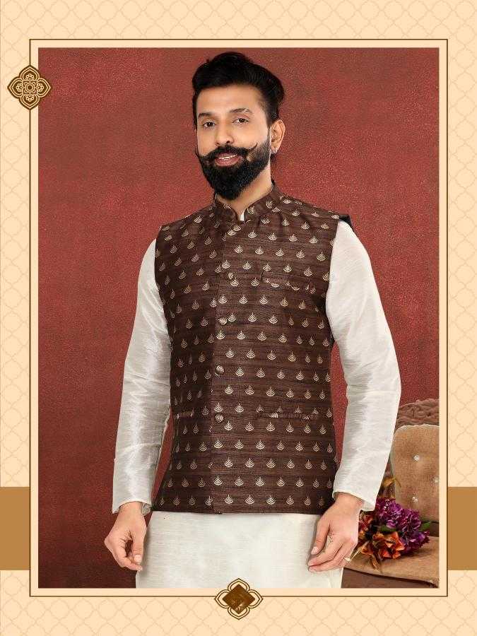 Ynf Jacquard RIN223 315C Mens Wear Wholesale Nehru Jacket Festive & Wedding Coats Ethnic Waistcoats Manufacturer- Kapda Export
