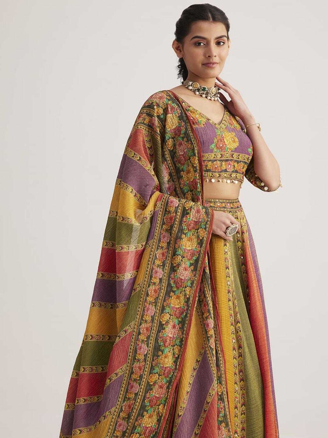 Ynf Organic Silk KESH481 MULTI COLOUR Lehengas Wedding Collections Festive Collections Wholesale Silk Lehenga Printed Lehenga Handloom Lehenga Manufacturer- Kapda Export