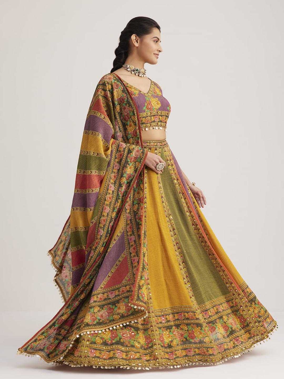 Ynf Organic Silk KESH481 MULTI COLOUR Lehengas Wedding Collections Festive Collections Wholesale Silk Lehenga Printed Lehenga Handloom Lehenga Manufacturer- Kapda Export
